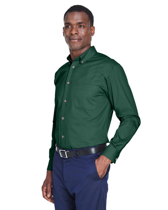 Harriton M500 - Chemise en sergé à manches longues Easy Blend avec traitement anti-taches