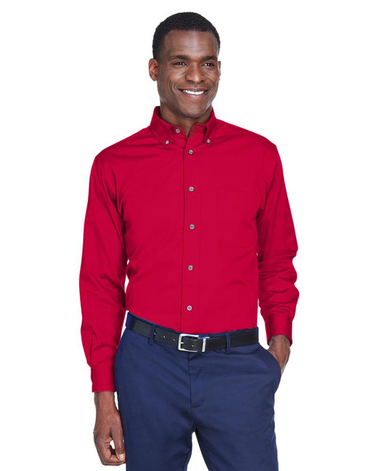 Harriton M500 - Chemise en sergé à manches longues Easy Blend avec traitement anti-taches