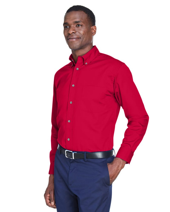 Harriton M500 - Men's Easy Blend Long-Sleeve Twill Shirt with Stain-Release