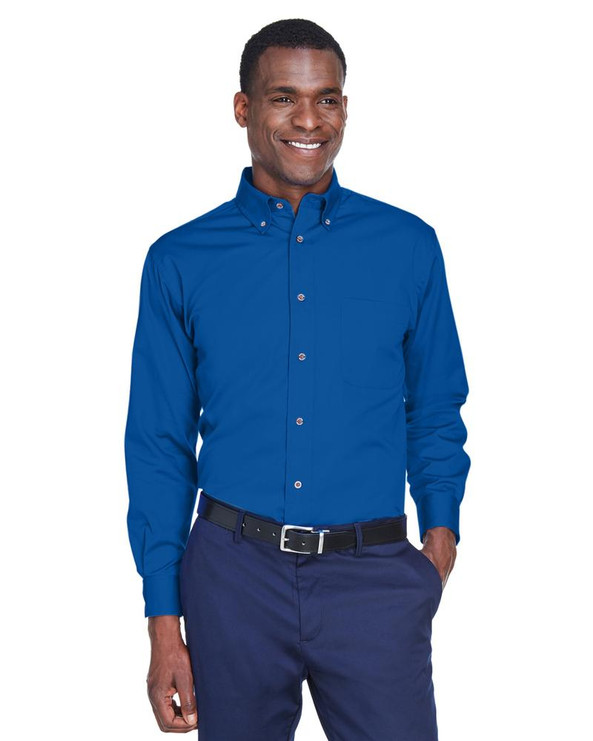Harriton M500 - Men's Easy Blend Long-Sleeve Twill Shirt with Stain-Release
