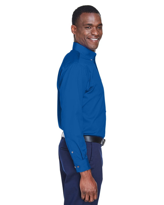 Harriton M500 - Chemise en sergé à manches longues Easy Blend avec traitement anti-taches