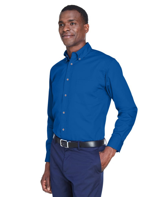Harriton M500 - Chemise en sergé à manches longues Easy Blend avec traitement anti-taches