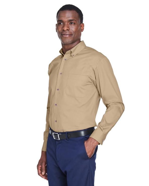 Harriton M500 - Men's Easy Blend Long-Sleeve Twill Shirt with Stain-Release