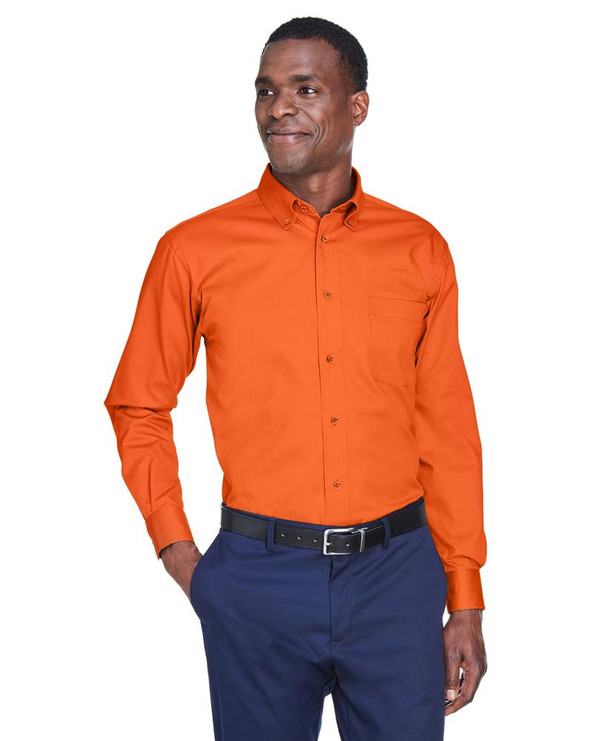 Harriton M500 - Men's Easy Blend Long-Sleeve Twill Shirt with Stain-Release