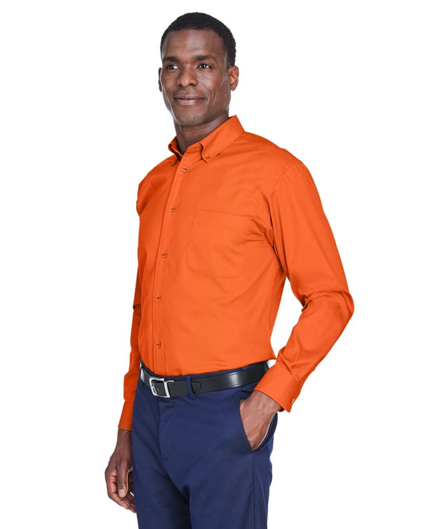 Harriton M500 - Men's Easy Blend Long-Sleeve Twill Shirt with Stain-Release