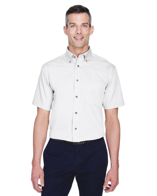 Harriton M500S - Men's Easy Blend Short-Sleeve Twill Shirt with Stain-Release