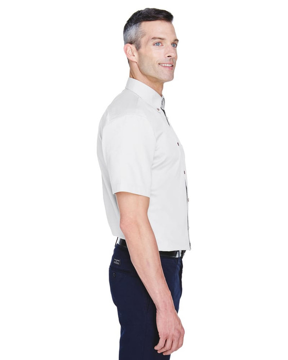 Harriton M500S - Men's Easy Blend Short-Sleeve Twill Shirt with Stain-Release