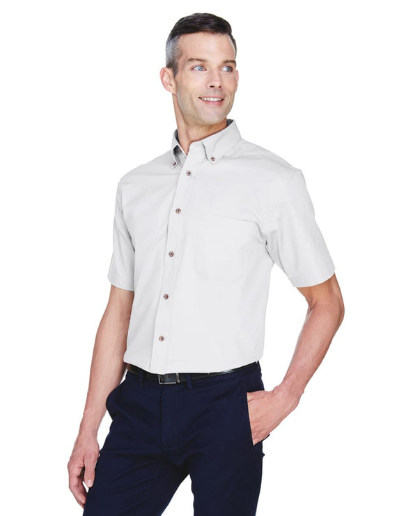 Harriton M500S - Men's Easy Blend Short-Sleeve Twill Shirt with Stain-Release