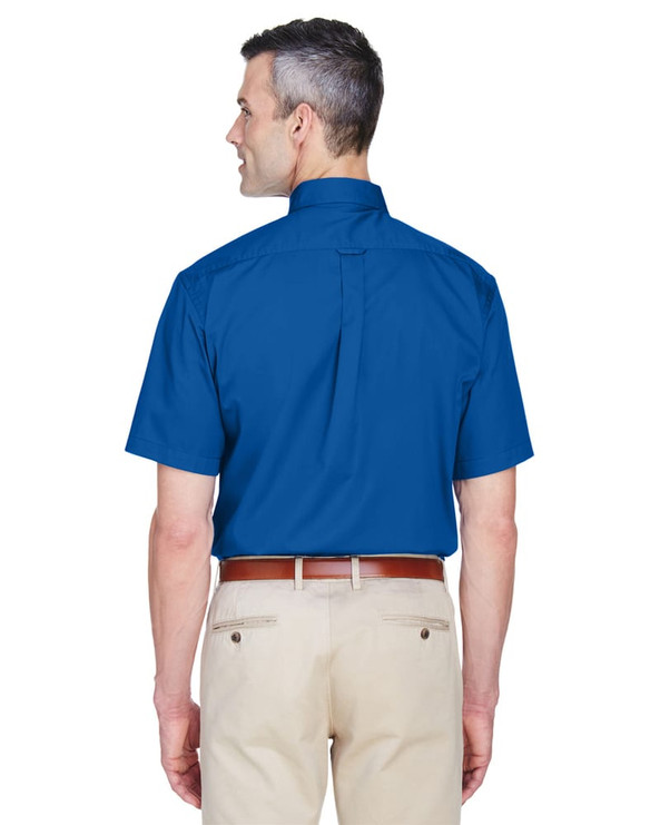 Harriton M500S - Men's Easy Blend Short-Sleeve Twill Shirt with Stain-Release