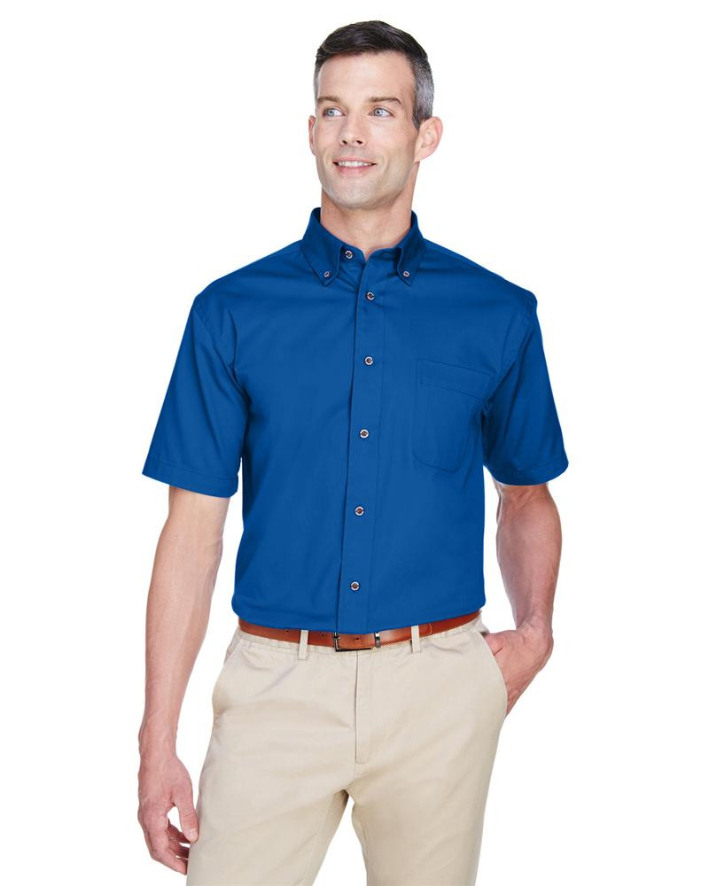 Harriton M500S - Men's Easy Blend Short-Sleeve Twill Shirt with Stain-Release