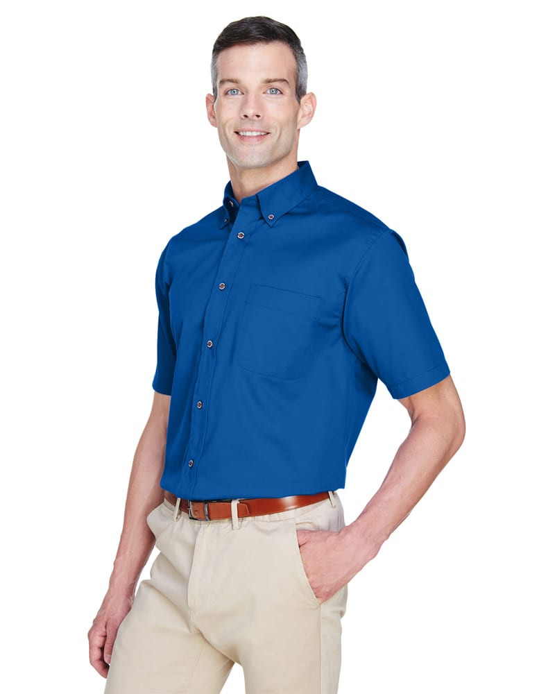 Harriton M500S - Men's Easy Blend Short-Sleeve Twill Shirt with Stain-Release