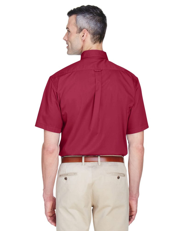 Harriton M500S - Men's Easy Blend Short-Sleeve Twill Shirt with Stain-Release