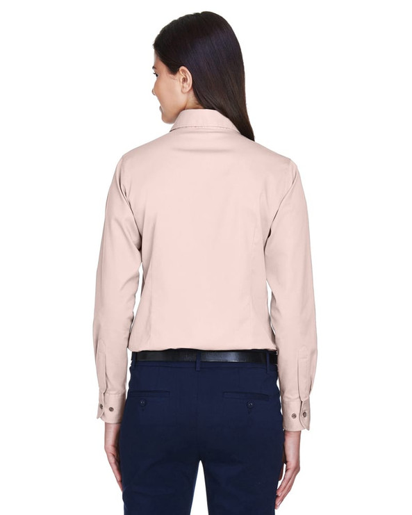 Harriton M500W - Ladies Easy Blend Long-Sleeve Twill Shirt with Stain-Release