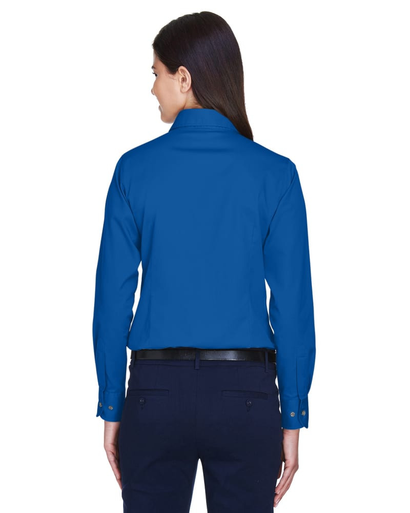 Harriton M500W - Ladies Easy Blend Long-Sleeve Twill Shirt with Stain-Release