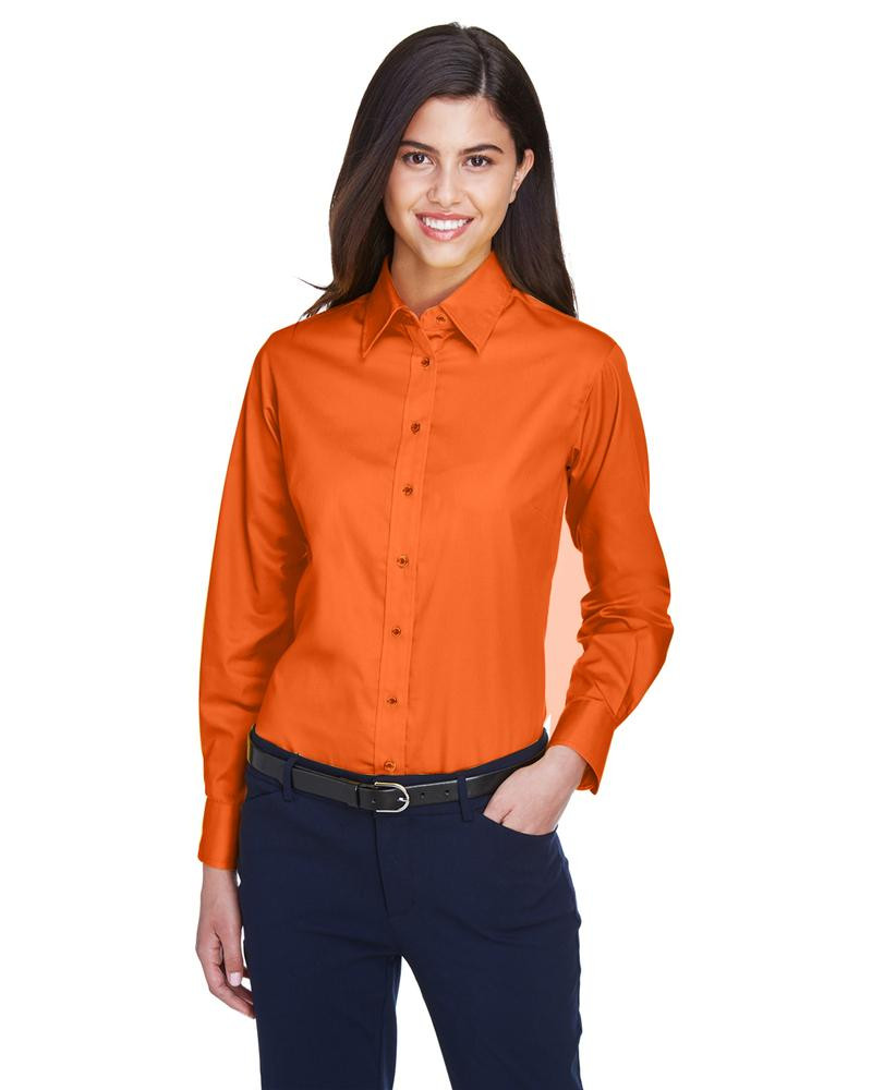 Harriton M500W - Ladies Easy Blend Long-Sleeve Twill Shirt with Stain-Release