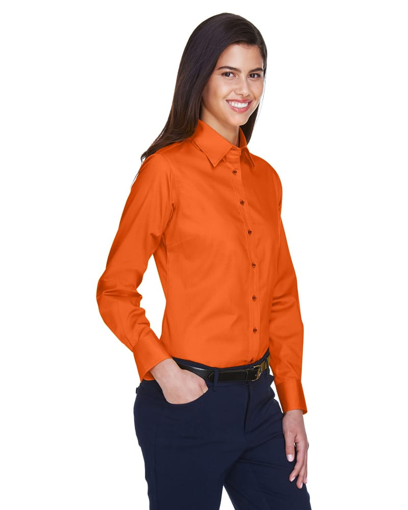 Harriton M500W - Ladies Easy Blend Long-Sleeve Twill Shirt with Stain-Release