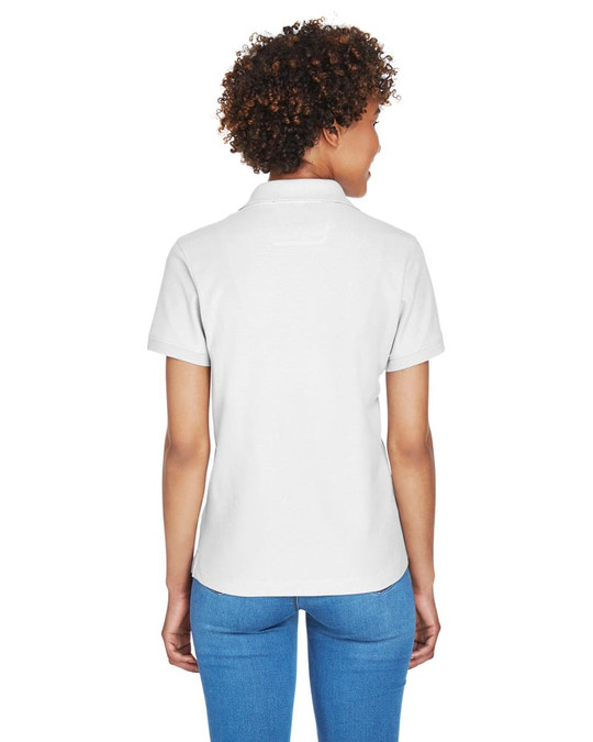 Devon & Jones D100W - Polo à col en Y à manches courtes en Pima pour dames