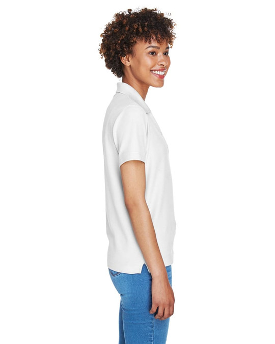 Devon & Jones D100W - Polo à col en Y à manches courtes en Pima pour dames