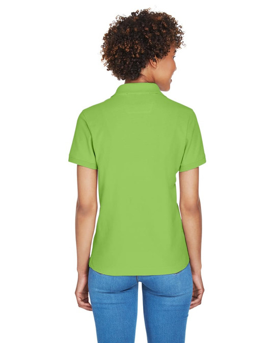 Devon & Jones D100W - Polo de Manga Corta con Cuello en Y para Damas Pima Piqué