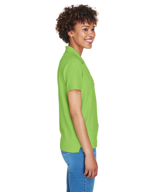 Devon & Jones D100W - Polo de Manga Corta con Cuello en Y para Damas Pima Piqué