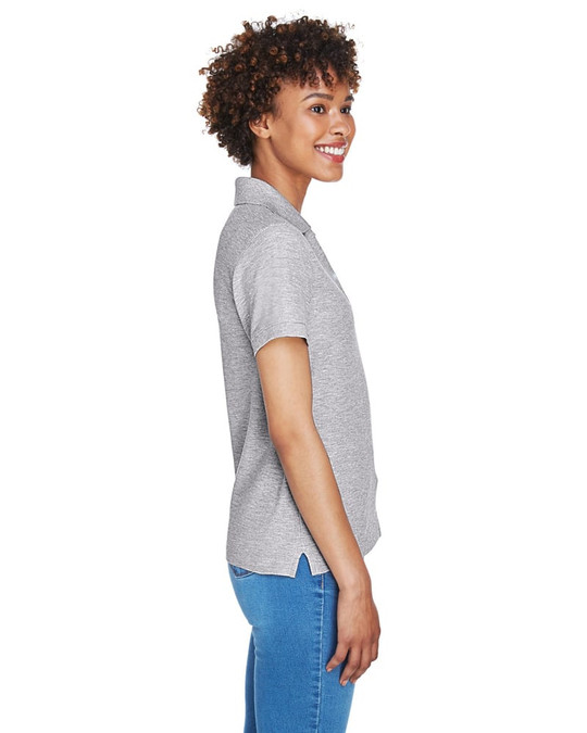 Devon & Jones D100W - Polo à col en Y à manches courtes en Pima pour dames