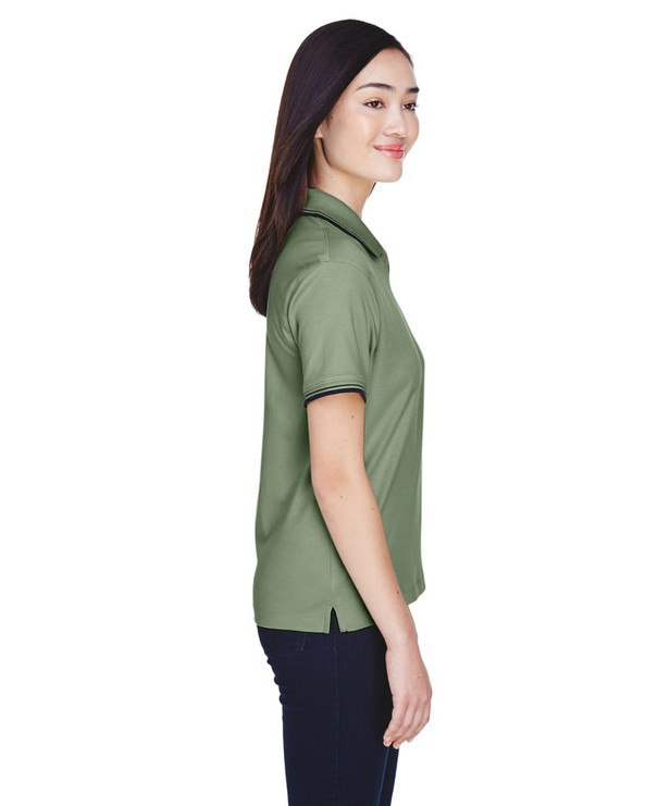 Devon & Jones D140W - Ladies Tipped Perfect Pima Interlock Polo