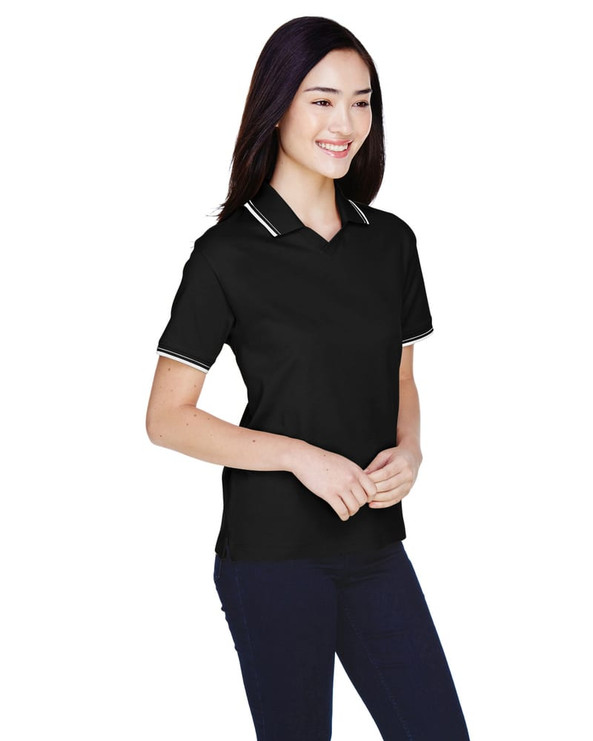 Devon & Jones D140W - Ladies Tipped Perfect Pima Interlock Polo