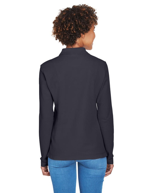 Devon & Jones D110W - Polo de Manga Larga Pima Piqué para Damas