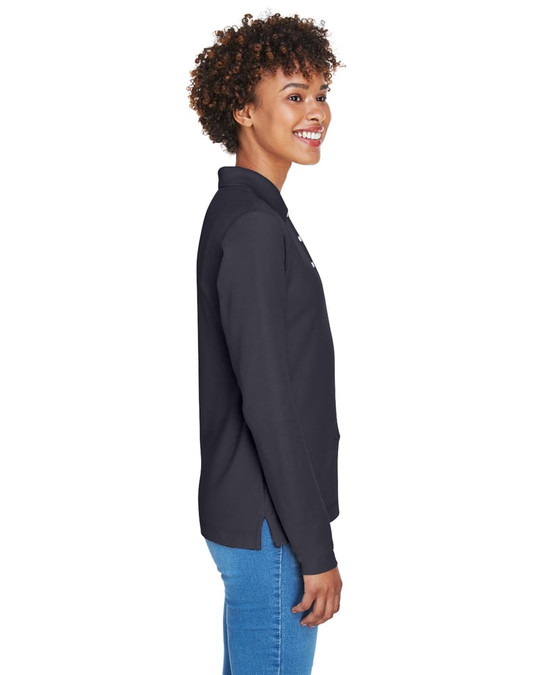 Devon & Jones D110W - Polo de Manga Larga Pima Piqué para Damas