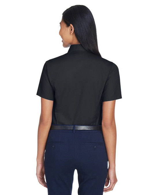 Harriton M500SW - Chemise en sergé à manches courtes Easy Blend pour dames, avec traitement antitaches