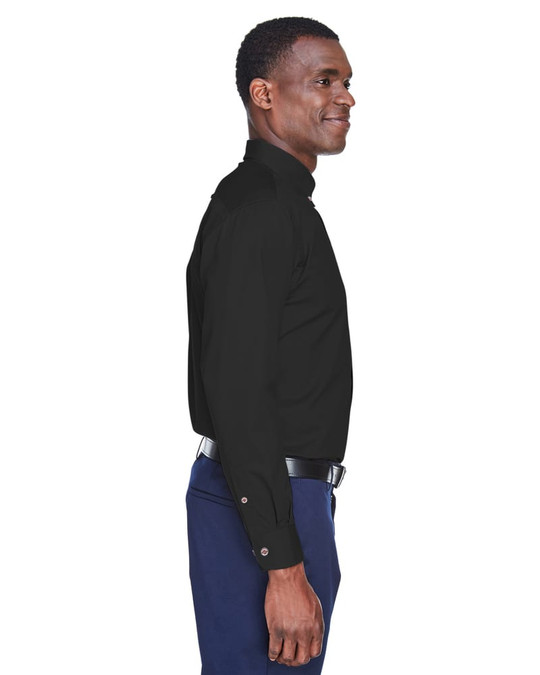 Harriton M500 - Chemise en sergé à manches longues Easy Blend avec traitement anti-taches