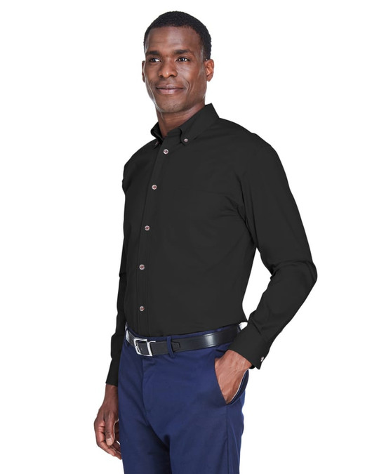 Harriton M500 - Chemise en sergé à manches longues Easy Blend avec traitement anti-taches