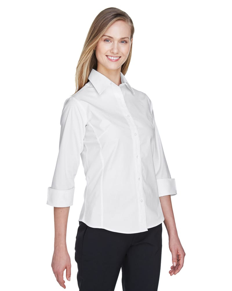 Devon & Jones DP625W - Blouse en popeline extensible à manches trois-quarts pour dames