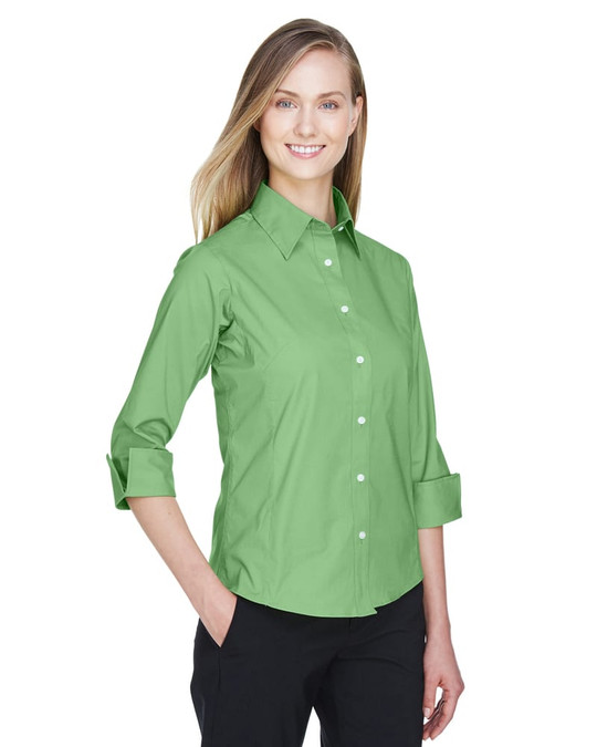 Devon & Jones DP625W - Blusa de Popelina Elástica de Manga Tres Cuartos para Dama