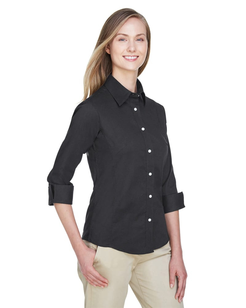 Devon & Jones DP625W - Blusa de Popelina Elástica de Manga Tres Cuartos para Dama