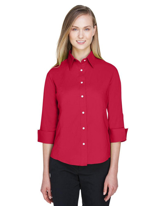 Devon & Jones DP625W - Blusa de Popelina Elástica de Manga Tres Cuartos para Dama