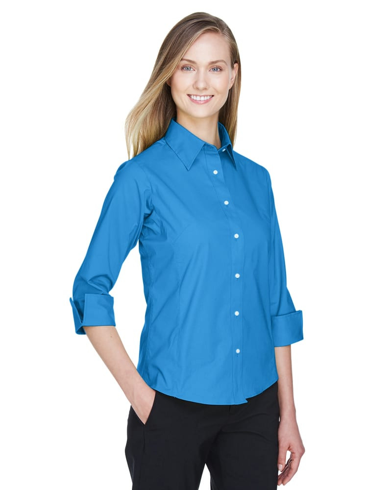 Devon & Jones DP625W - Blusa de Popelina Elástica de Manga Tres Cuartos para Dama