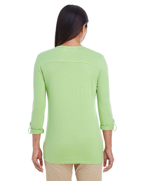 Devon & Jones DP186W - Ladies Perfect Fit  Y-Placket Convertible Sleeve Knit Top