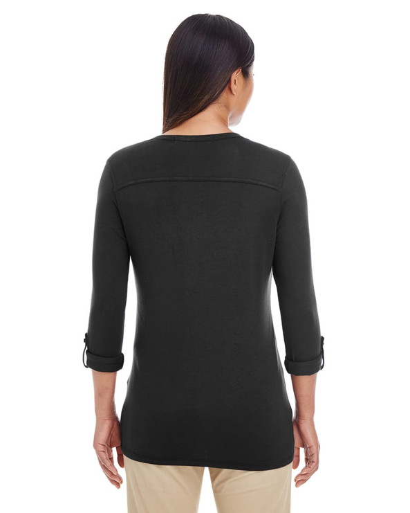 Devon & Jones DP186W - Ladies Perfect Fit  Y-Placket Convertible Sleeve Knit Top