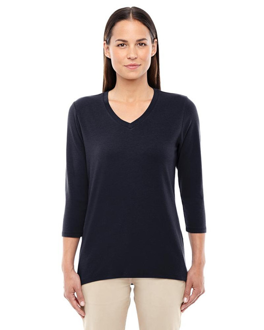 Devon & Jones DP184W - Top de Cuello en V de Longitud de Pulsera Perfect Fit para Damas