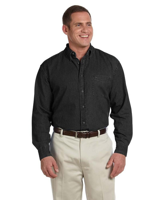 Harriton M550T - Men's Tall Long-Sleeve Denim Shirt
