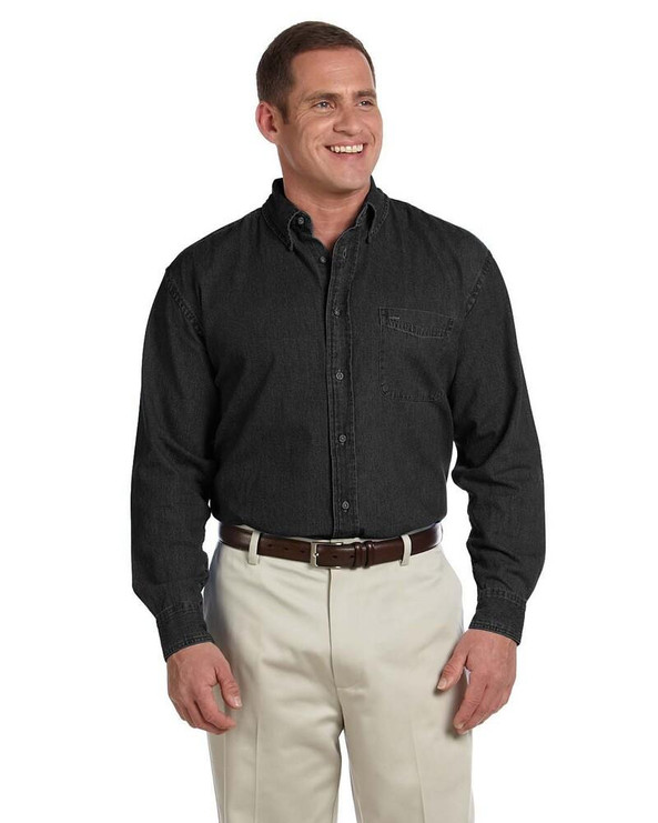 Harriton M550T - Men's Tall Long-Sleeve Denim Shirt