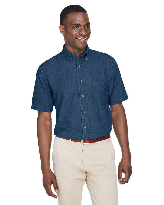 Harriton M550S - Chemise en denim à manches courtes 6,5 oz.