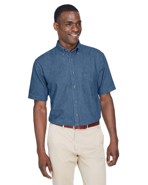 Harriton M550S - Men's 6.5 oz. Short-Sleeve Denim Shirt