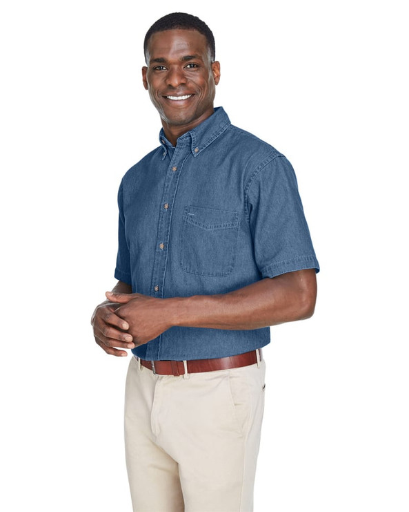 Harriton M550S - Men's 6.5 oz. Short-Sleeve Denim Shirt