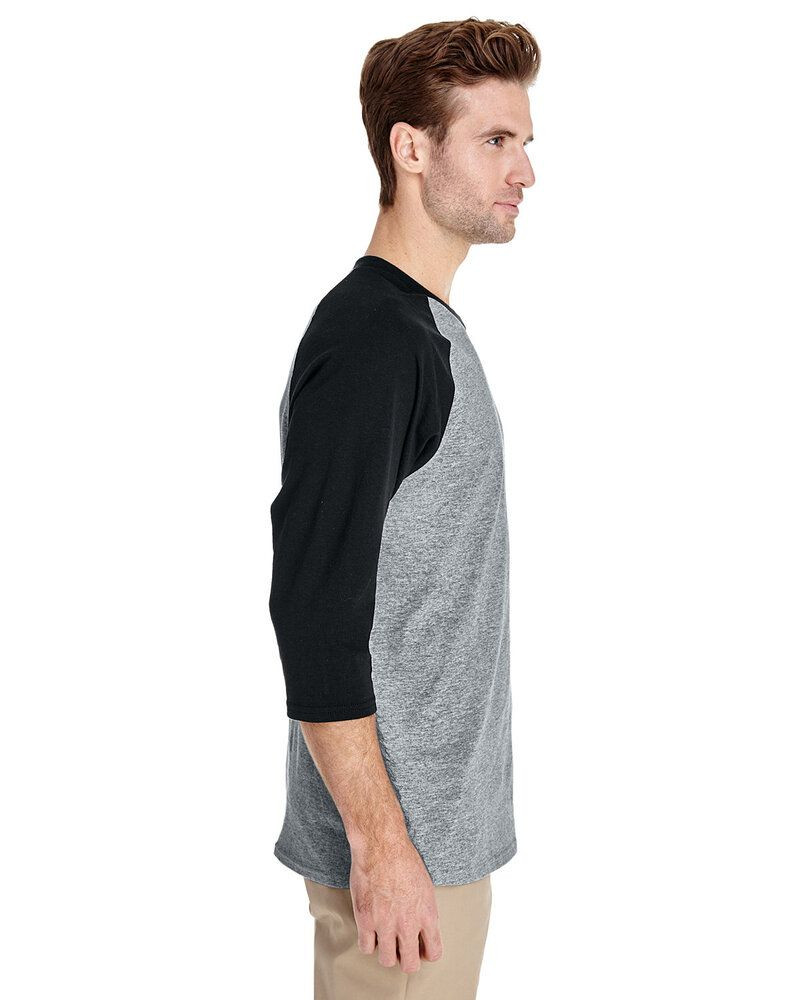 Gildan 5700 - Remera de algodón grueso manga raglán tres cuartos