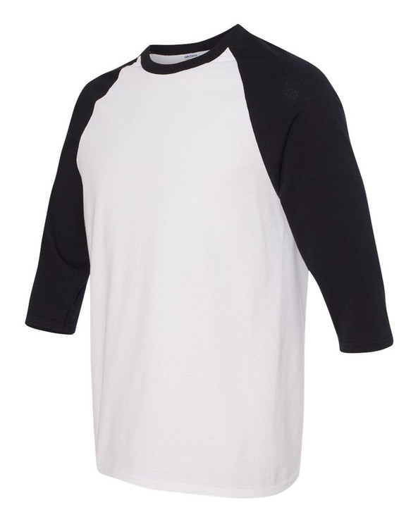 Gildan 5700 - Remera de algodón grueso manga raglán tres cuartos 