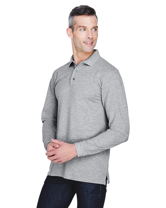 Harriton M265L - Polo de manga larga Easy Blend de 5,6 oz.