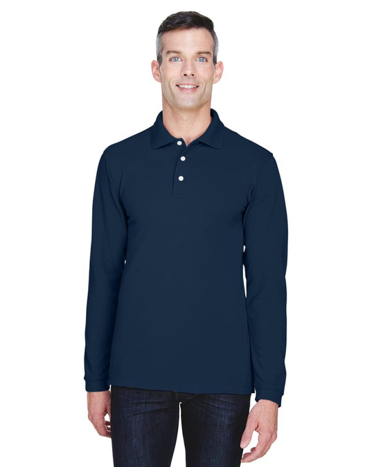 Harriton M265L - Polo de manga larga Easy Blend de 5,6 oz.