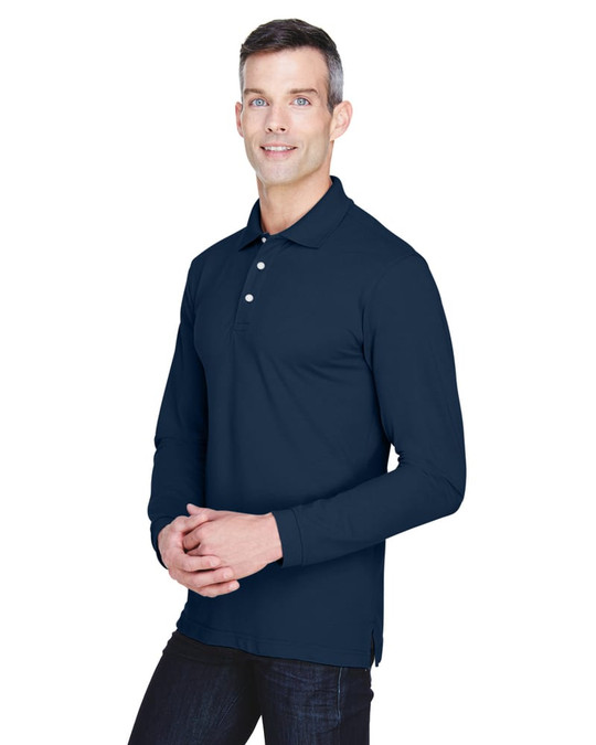 Harriton M265L - Polo de manga larga Easy Blend de 5,6 oz.